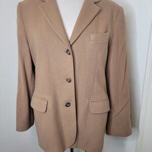 L.L. Bean Womens Tan Wool Blazer 12 Jacket office siren Classic Preppy Academia